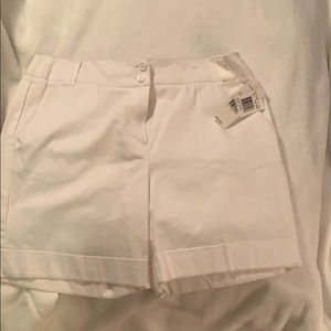 White cuffed dress shirts. 5” inseam. NWT